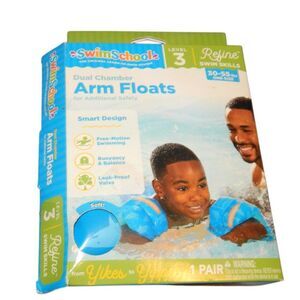 SwimSchool OS 30-55lb level 3 dual chamber blue shark inflatable arm floats